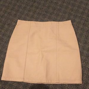 Pink leather mini skirt